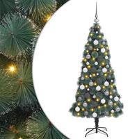 Kunstigt juletræ LED & bollesæt Grøn 180 cm PET