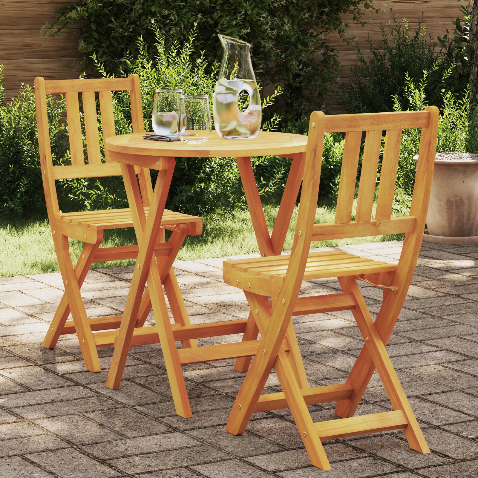 3 Stykke Folding Bistro Set Solid Wood Akacietræ