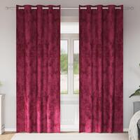 Velour Gardiner 2 stk med øjekanter Bordeaux 260x140 cm