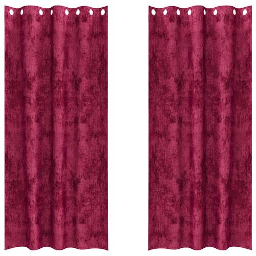 Velour Gardiner 2 stk med øjekanter Bordeaux 260x140 cm
