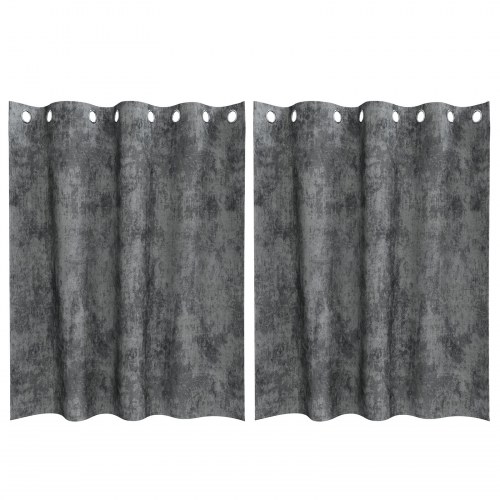 Velvet Gardiner 2 stk med Øjekanter Grå 140x140 cm