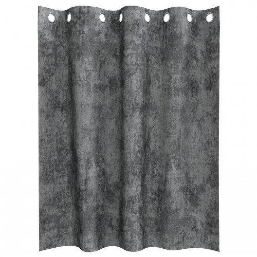 Velvet Gardiner 2 stk med Øjekanter Grå 140x140 cm