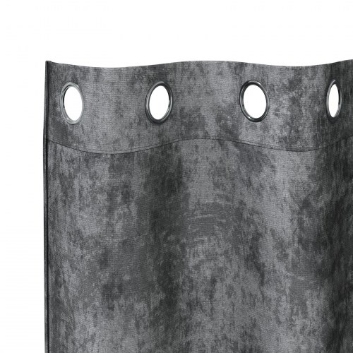 Velvet Gardiner 2 stk med Øjekanter Grå 140x140 cm