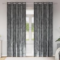 Fløjl Gardiner 2 stk med Øjekanter Grå 260x140 cm