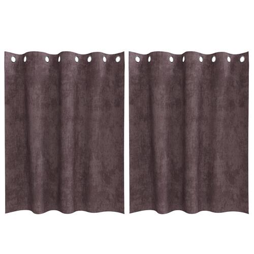 Velourgardiner 2 stk med Øjekanter Brun 140x140 cm