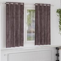 Velour Gardiner 2 stk med Øjekanter Brun 175x140 cm