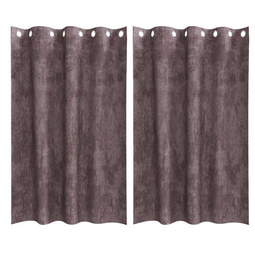 Velour Gardiner 2 stk med Øjekanter Brun 175x140 cm