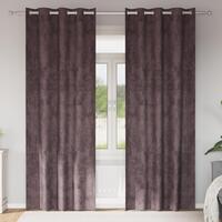 Velourgardiner 2 stk med Øjet Brun 260x140 cm