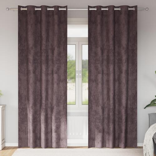 Velourgardiner 2 stk med Øjet Brun 260x140 cm