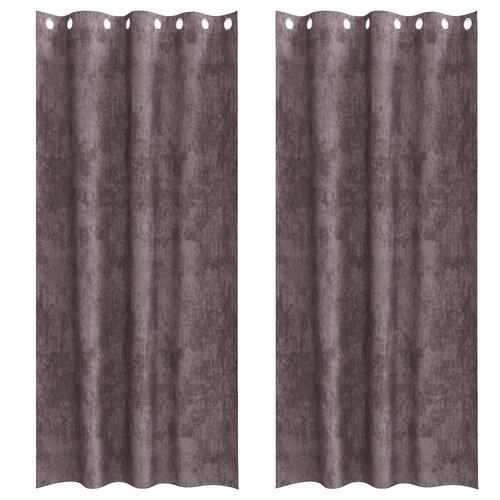 Velourgardiner 2 stk med Øjet Brun 260x140 cm