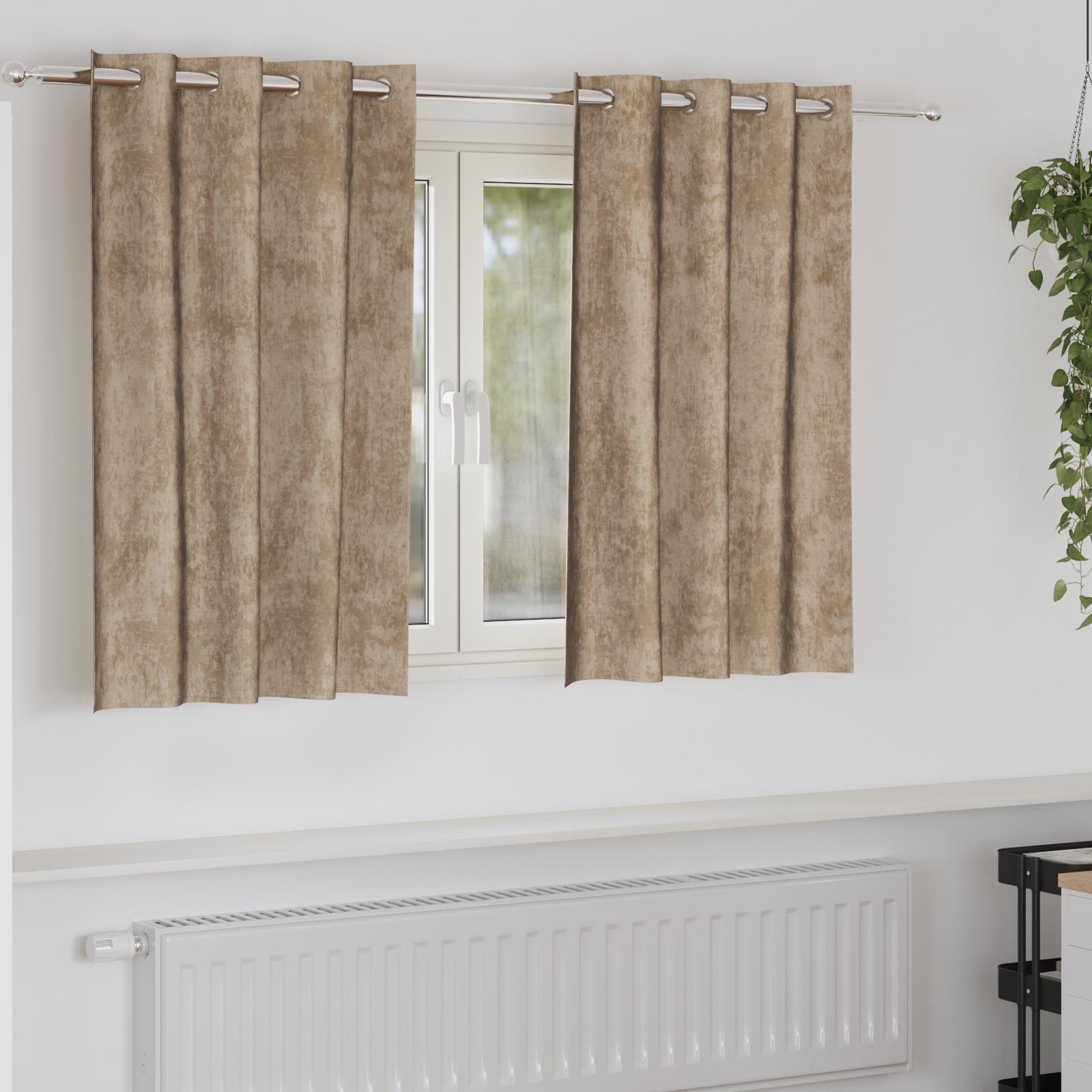 Velour gardiner - 2 stk., champagnefarvet, 140 × 140 cm