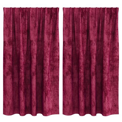 Velvet Gardiner 2 stk med Øjer Bordeaux 140x140 cm
