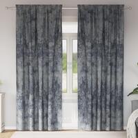 Velvet Gardiner 2 stk med Øskner Sølv Grå 245x140 cm