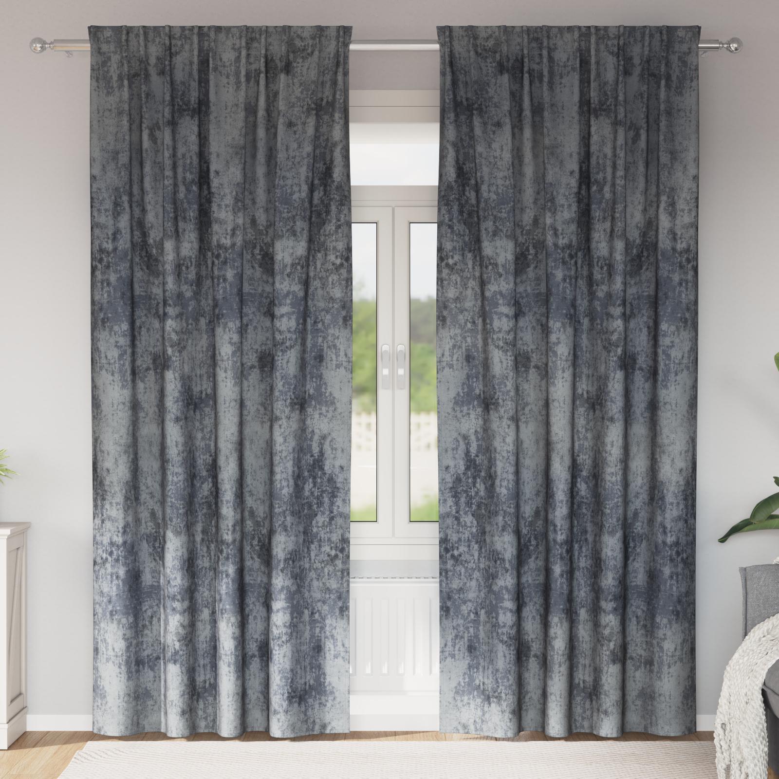 Velvet Gardiner 2 stk med Øskner Sølv Grå 245x140 cm