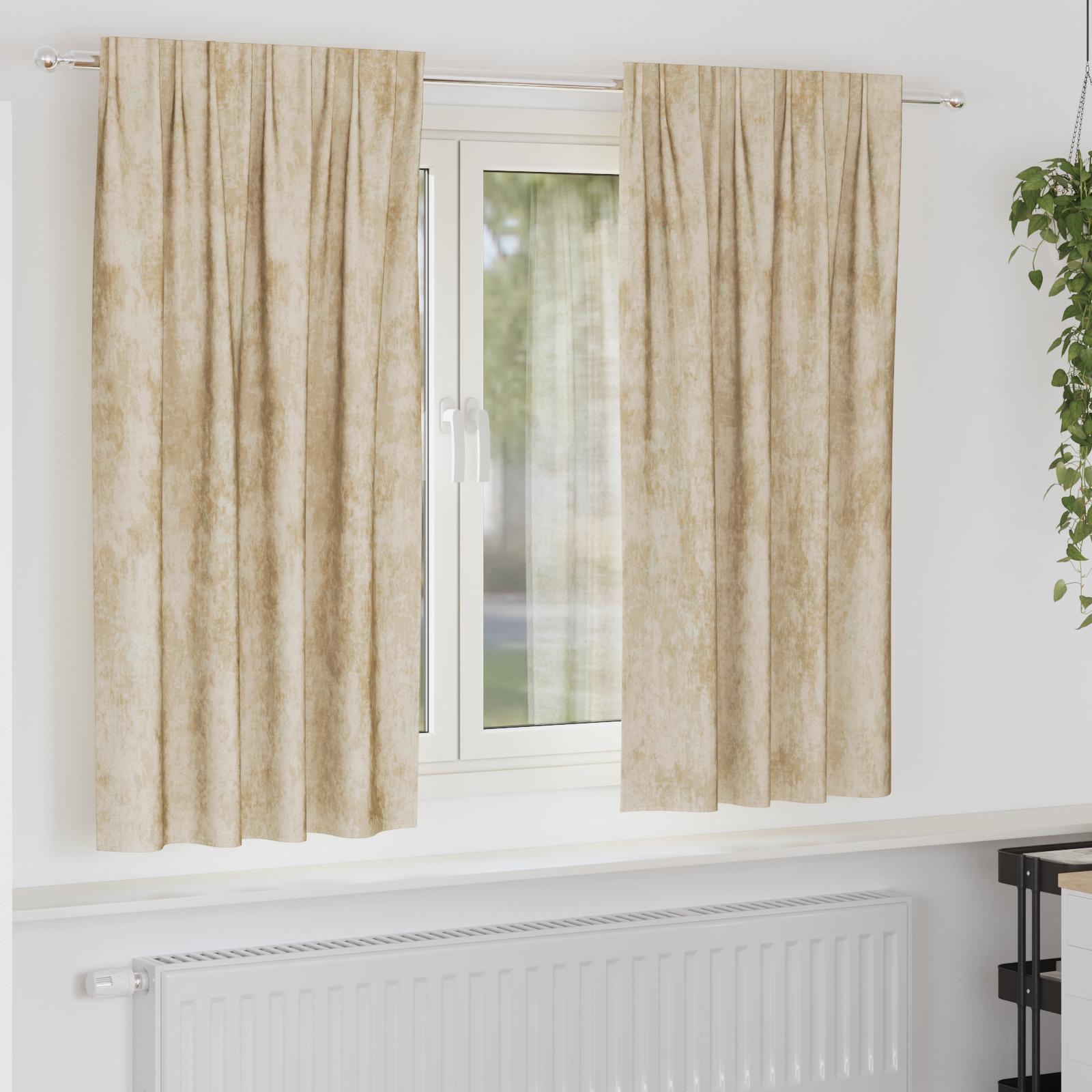 Velour gardiner 2 stk - creme 175 × 140 cm, fløjl billede