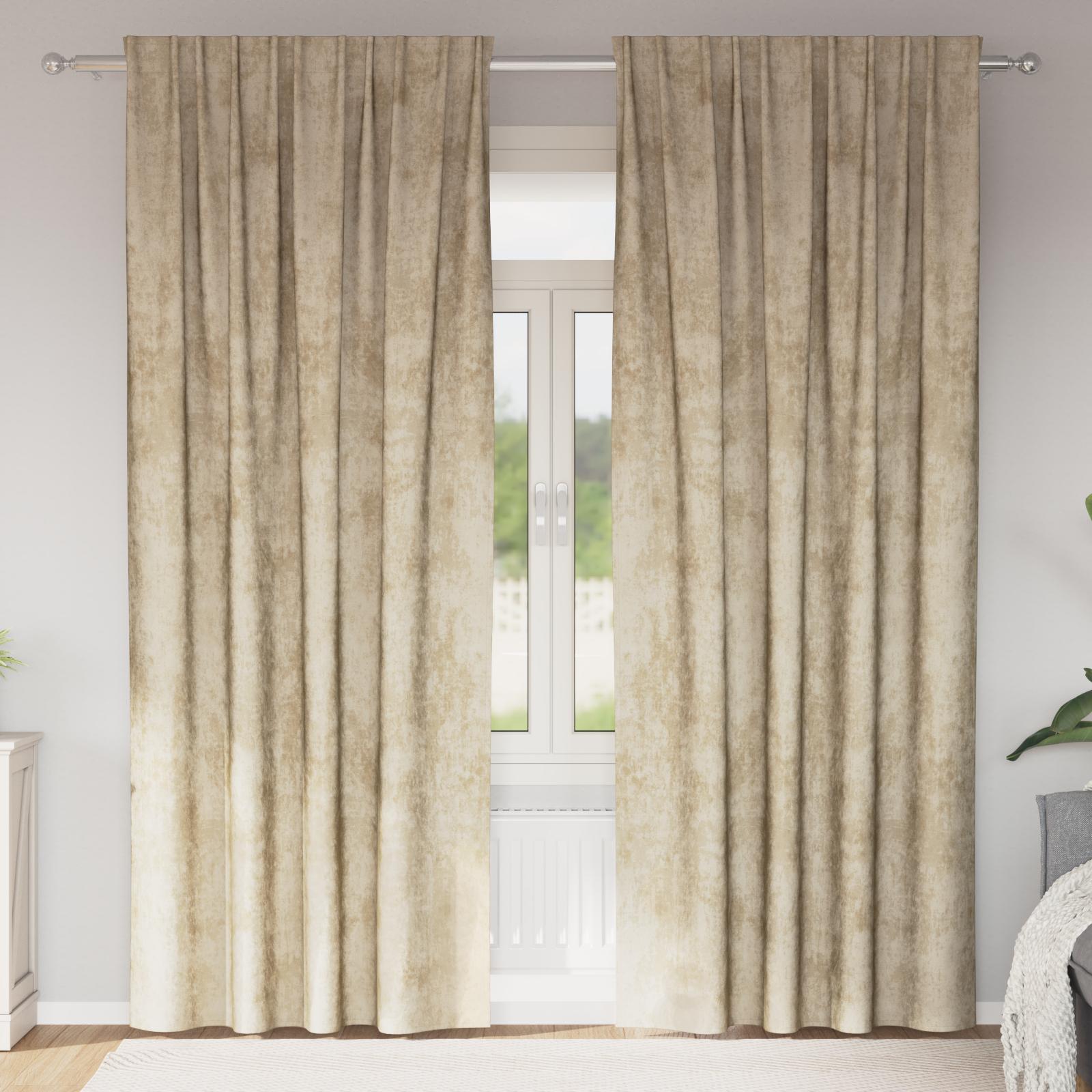 Velvet Gardiner 2 stk med Øjer Creme 245x140 cm