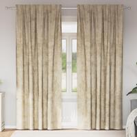 Velourgardiner 2 stk med Øjer Creme 260x140 cm