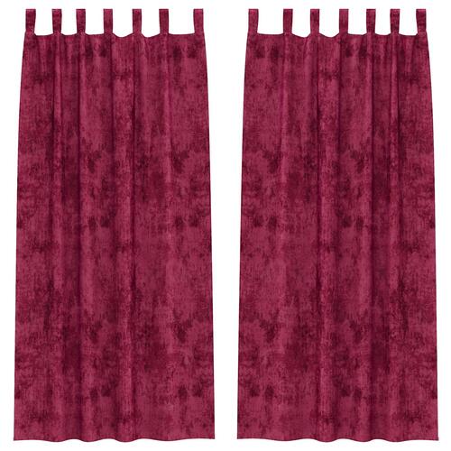 Velour Gardiner 2 stk med Øjer Bordeaux 260x140 cm
