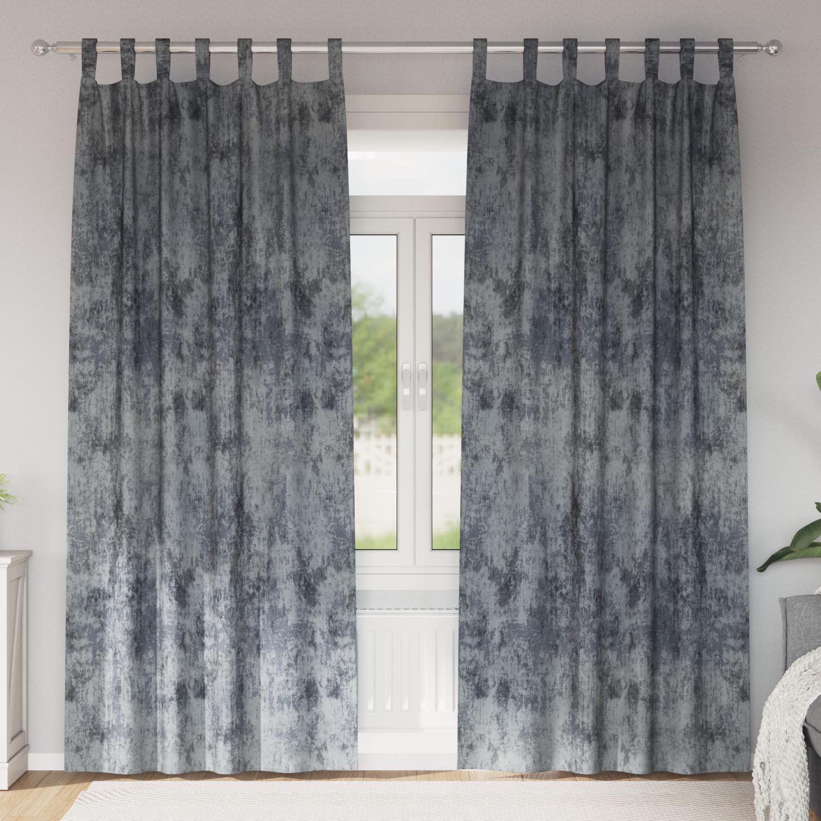 Velour Gardiner 2 stk med Øskner Sølvgrå 225x140 cm