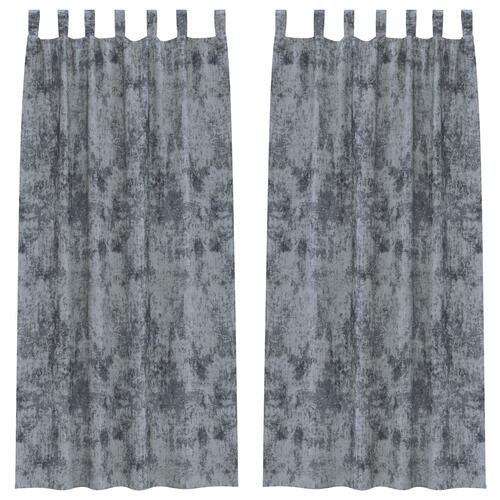 Velour Gardiner 2 stk med Øskner Sølvgrå 225x140 cm