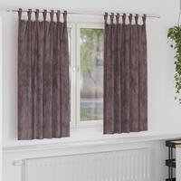 Velour Gardiner 2 stk. med Øjer Brun 175x140 cm