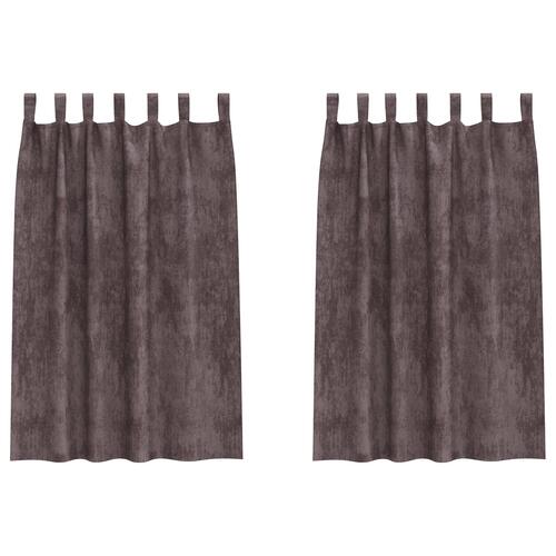 Velour Gardiner 2 stk. med Øjer Brun 175x140 cm