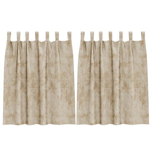 Velour Gardiner 2 stk med Øjer Creme 140x140 cm