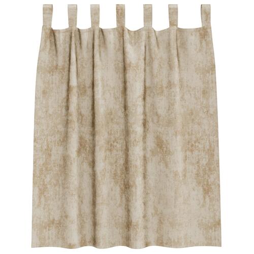 Velour Gardiner 2 stk med Øjer Creme 140x140 cm