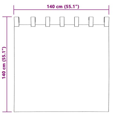 Velour Gardiner 2 stk med Øjer Creme 140x140 cm