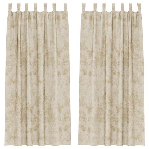 Velour Gardiner 2 stk med Øskner Creme 225x140 cm