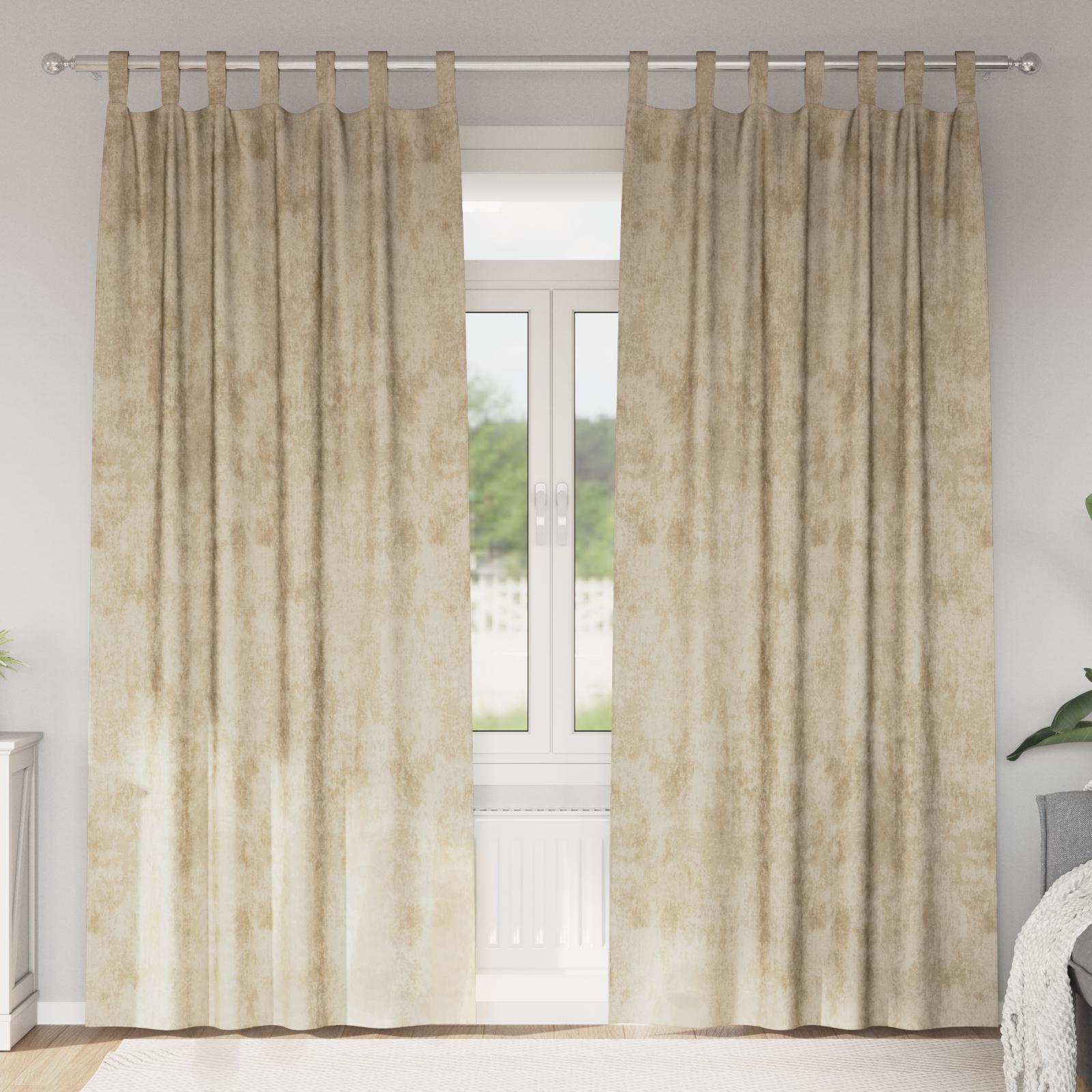 Velour Gardiner 2 stk med Øjer Creme 245x140 cm
