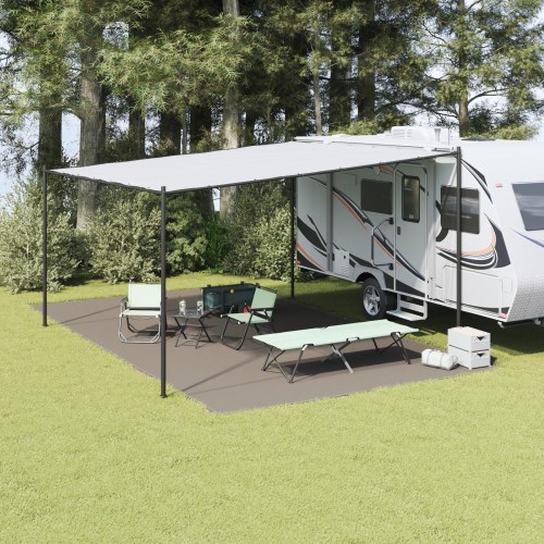 Telt Tarp Lysegrå Polyester 400 x 700 cm Holdbar Telt Tarp