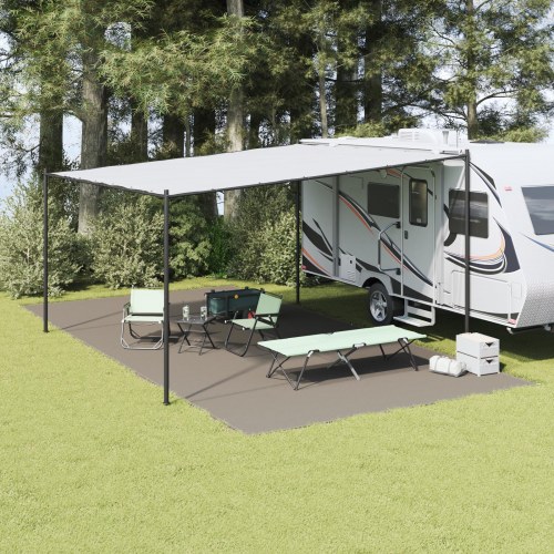 Telt Dække Lysegrå Polyester 400 x 800 cm Sammenfoldelig