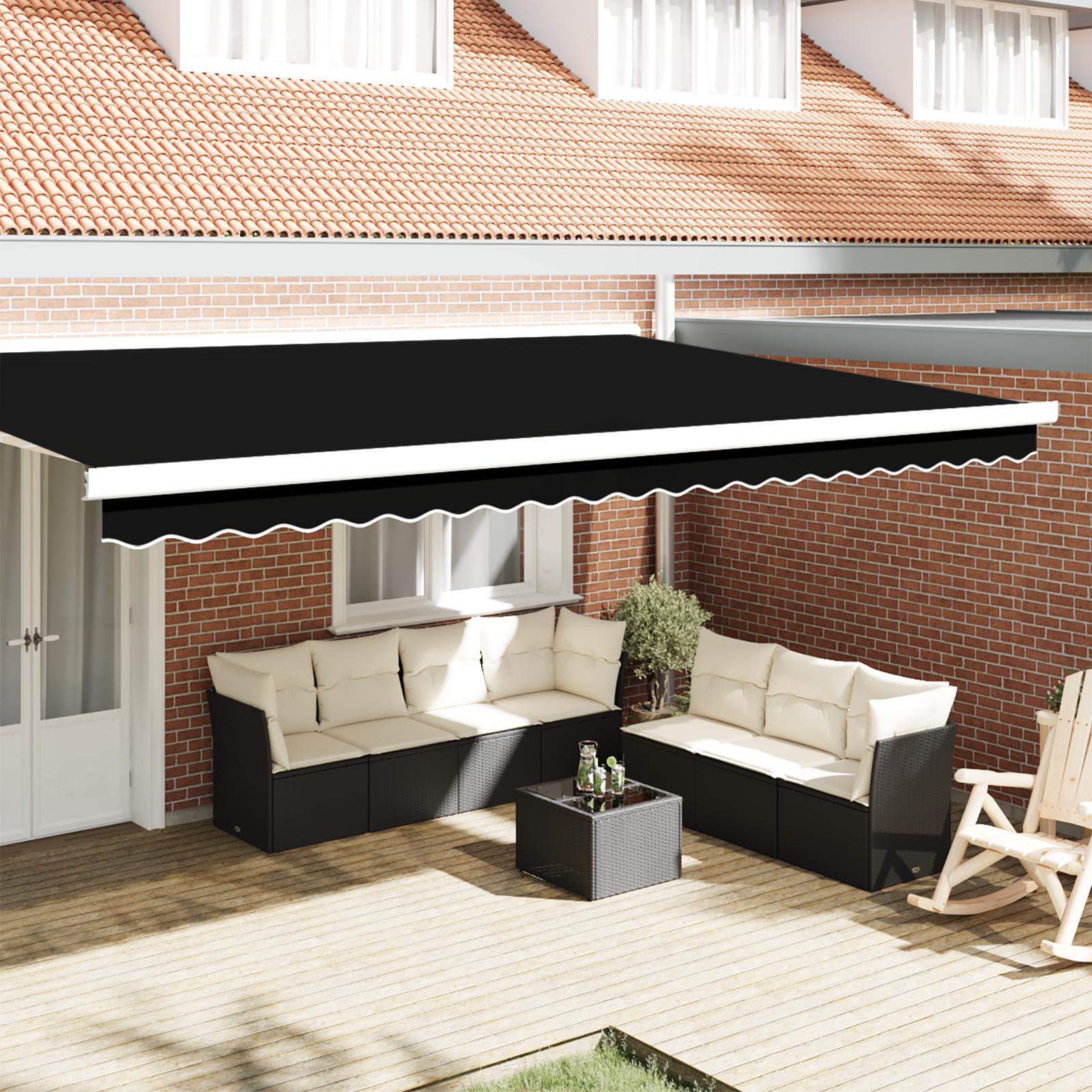 Markise Bølge Sort 4.8 x 0.2 m Kanvas