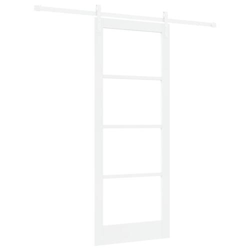 Glidende Dør med Hardware Sæt "ORKDAL" Hvid Massivt Træ & Glas