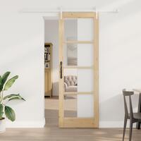 Skydedør med hardware sæt 73,5x211 cm Massivt fyrretræ