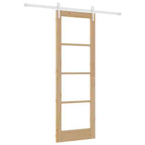 Skydedør med hardware sæt 73,5x211 cm Massivt fyrretræ