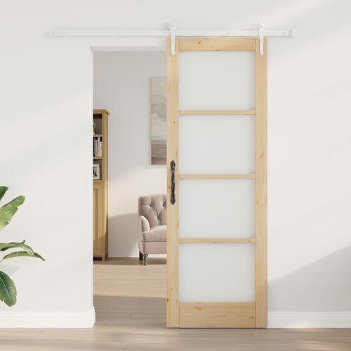 Skydedør med hardware sæt 73,5x211 cm Massivt fyrretræ