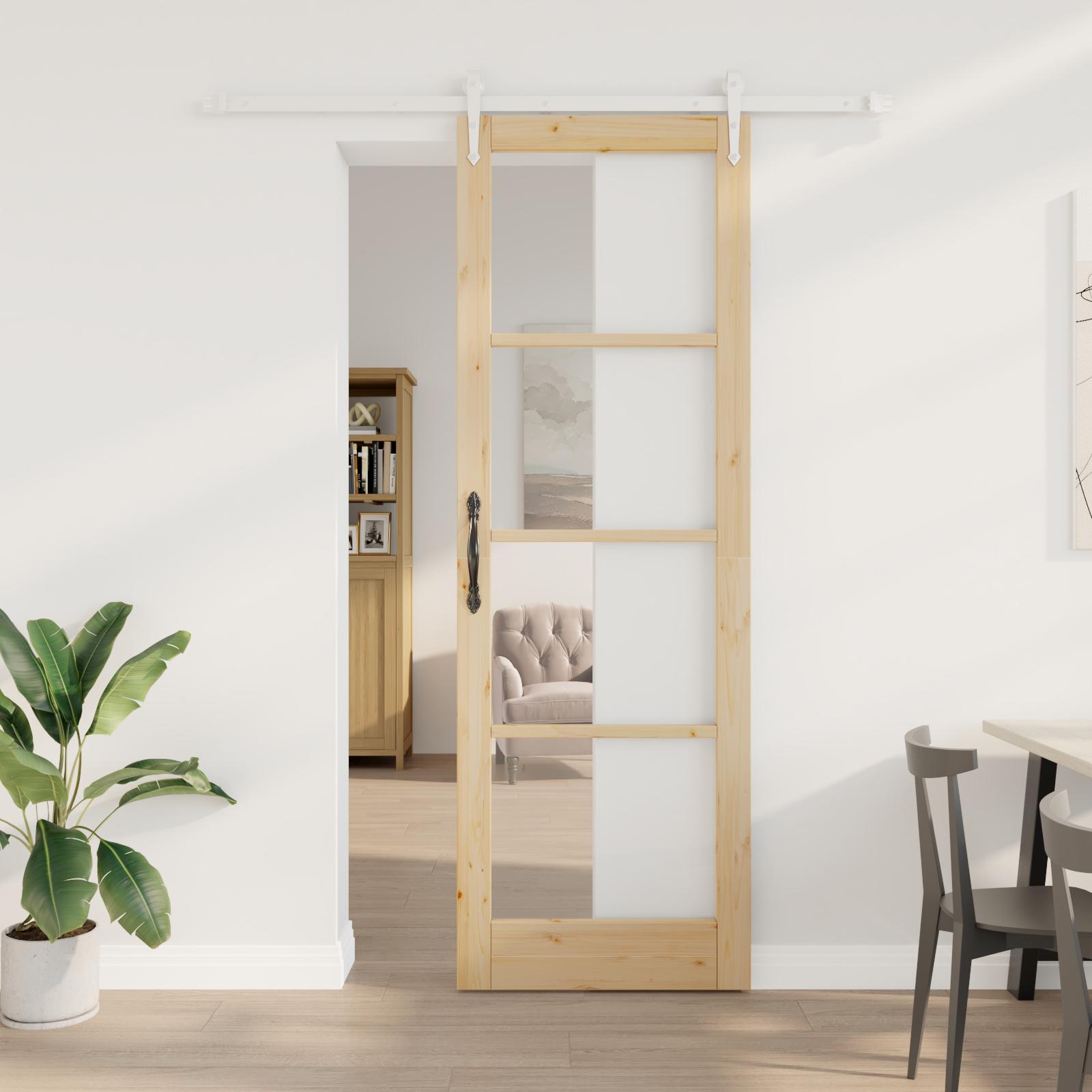 Skydedør med hardware sæt 78x232 cm Solidt fyrretræ
