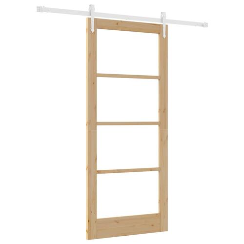 Skydedør med Tilbehørs Sæt 86x198.5 cm Massivt Træ Fyrretræ