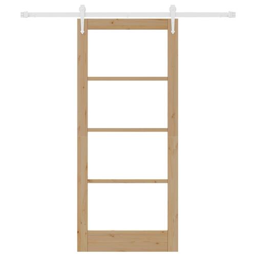 Skydedør med Tilbehørs Sæt 86x198.5 cm Massivt Træ Fyrretræ