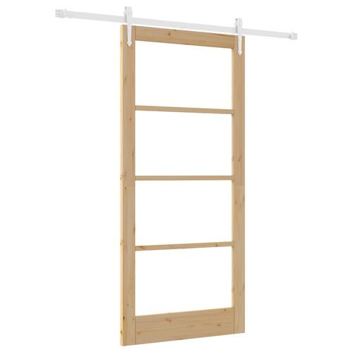 Skydedør med hardware sæt 93x202 cm massiv fyrretræ