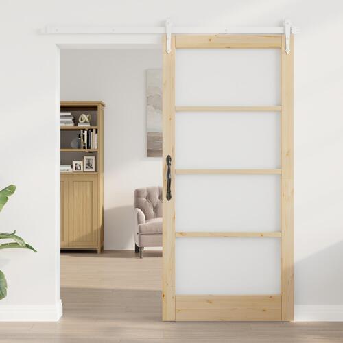 Skydedør med hardware sæt 93x202 cm massiv fyrretræ