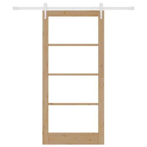 Skydedør med hardware sæt 93x202 cm massiv fyrretræ