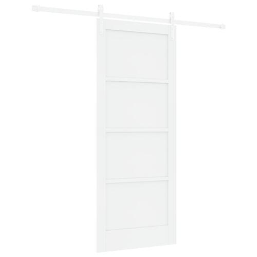 Skydedør med hardware sæt Hvid 83x202 cm Solid Træ Fyrretræ