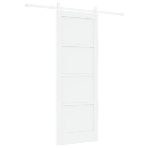 Skydedør med Hardware Sæt Hvid 78x211 cm Solid Træ Fyr