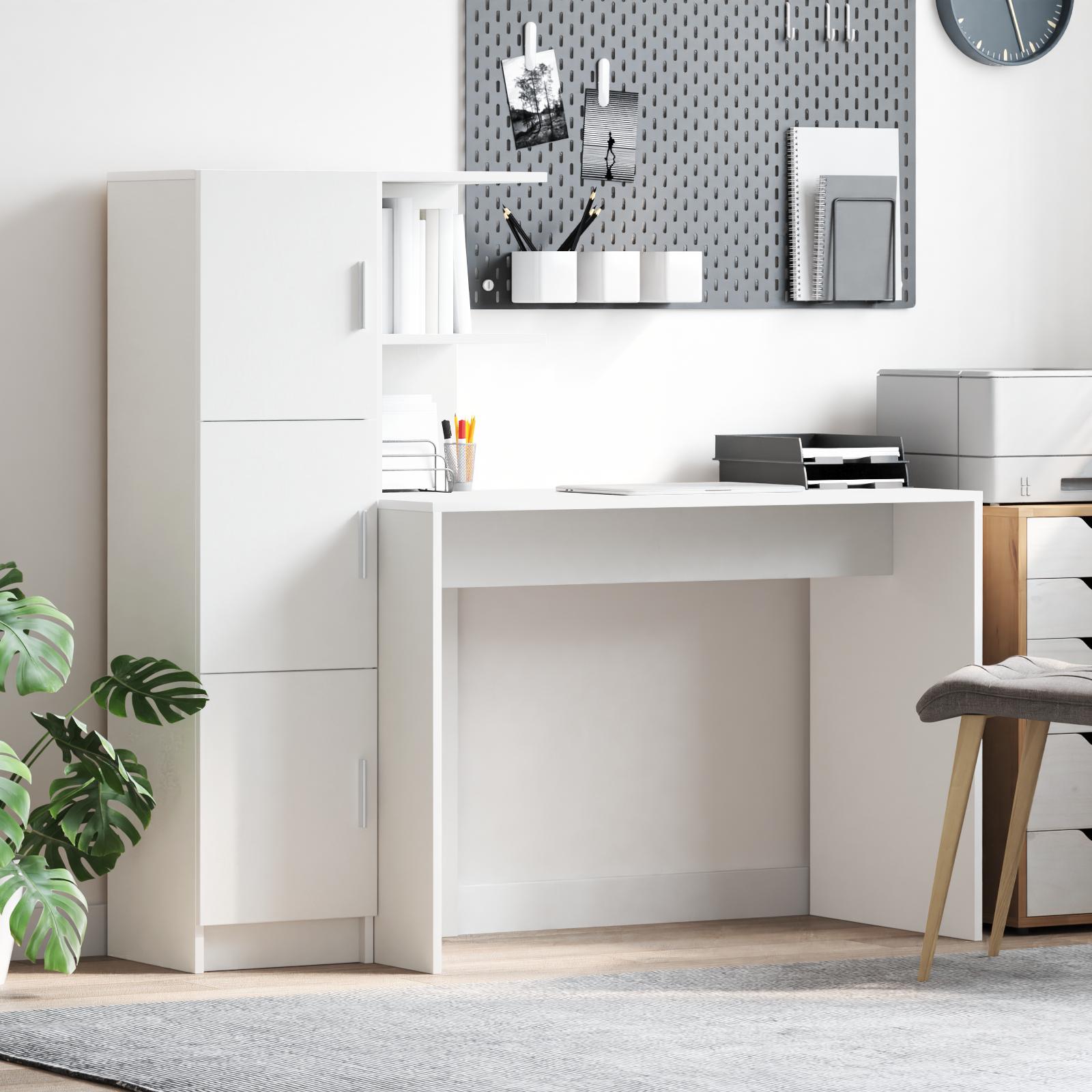 Skrivebord med opbevaring med dør 2 stk Hvid 102 x 50 x 124 cm billede
