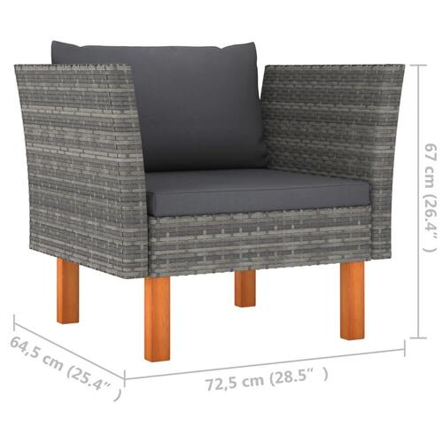 Havesofa polyrattan og massivt eukalyptustræ
