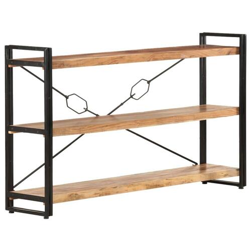 Bogreol m. 3 hylder 140x30x80 cm massivt akacietræ