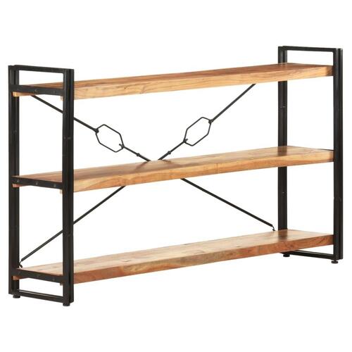 Bogreol m. 3 hylder 140x30x80 cm massivt akacietræ